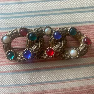 Les Bernard VO 1980's made in USA Multi Stone Brooch Pin